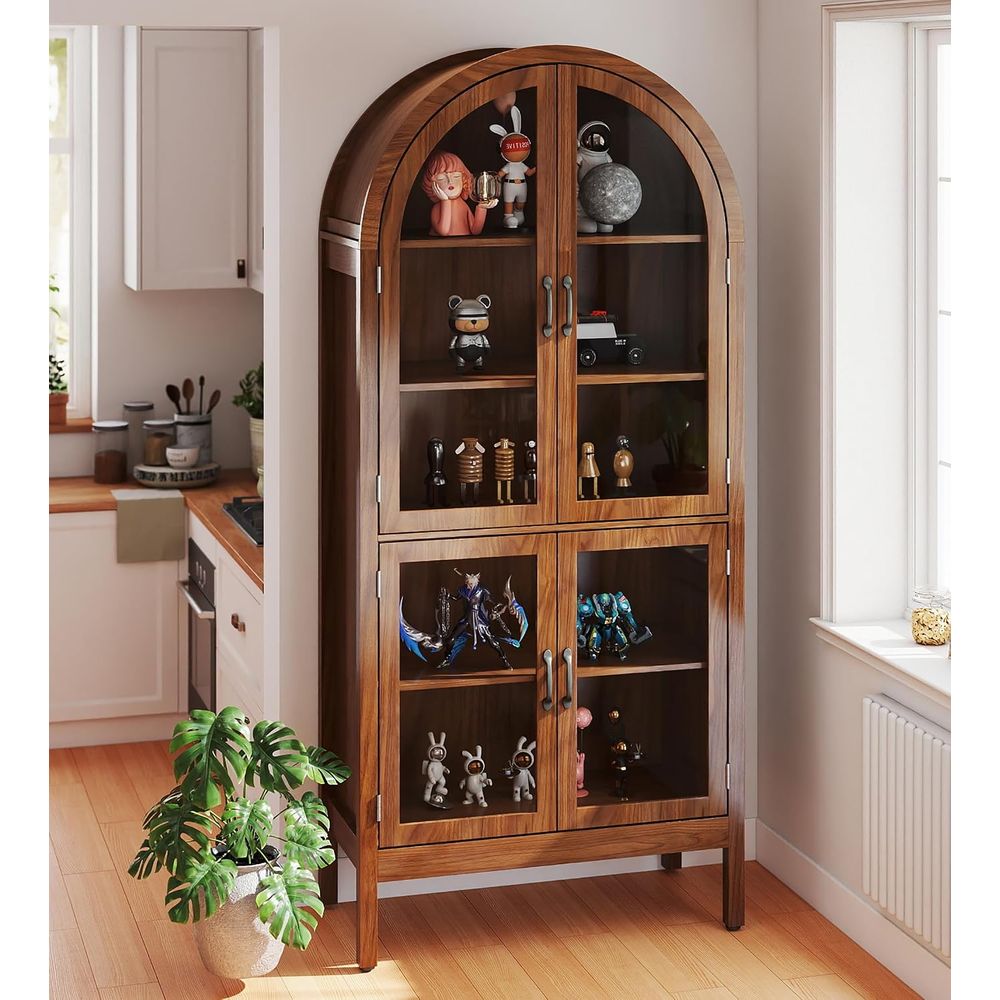 70.9 Tall Walnut Acrylic Glass - Glass Cabinet Display review and price