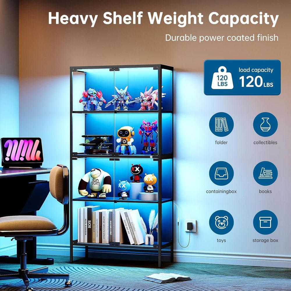 65 LED-Illuminated Glass Displ - Glass Cabinet Display review and price