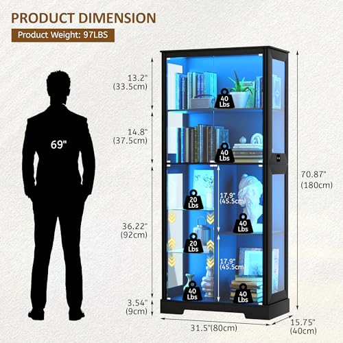 71” Glass Display Cabinet with - Glass Cabinet Display review and price