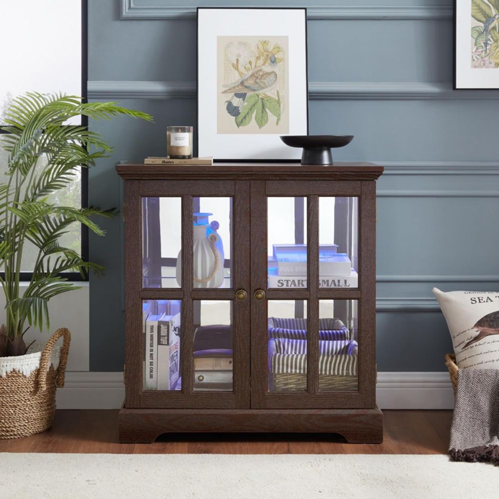 32 High LED-Lit Curio Cabinet  - Glass Cabinet Display review and price