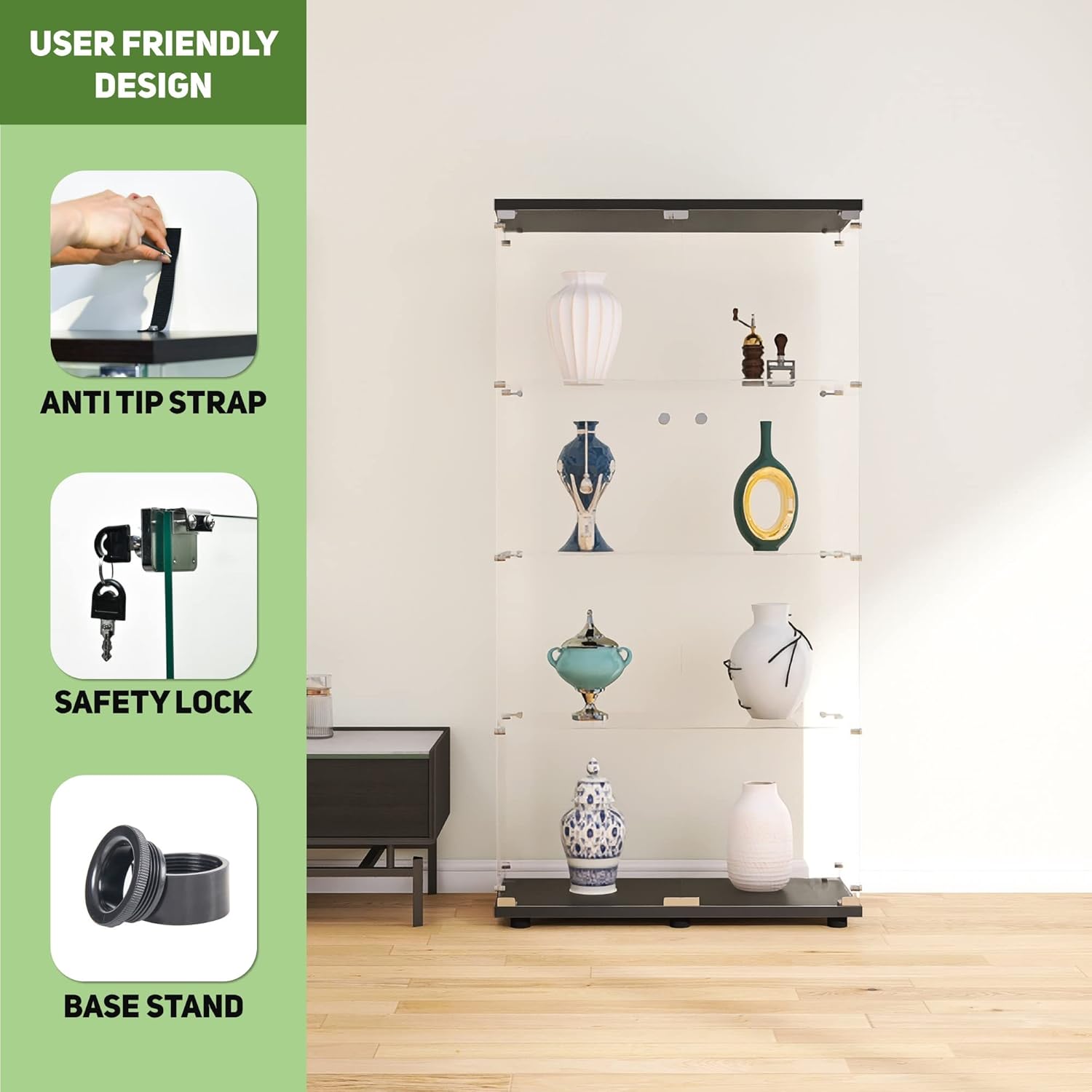 Glass Display Cabinet with 4 S - Glass Cabinet Display review and price