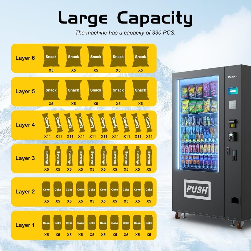 Customized Large 60 Slots Snac - Bill Acceptor Vending review and price